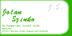 jolan szinko business card